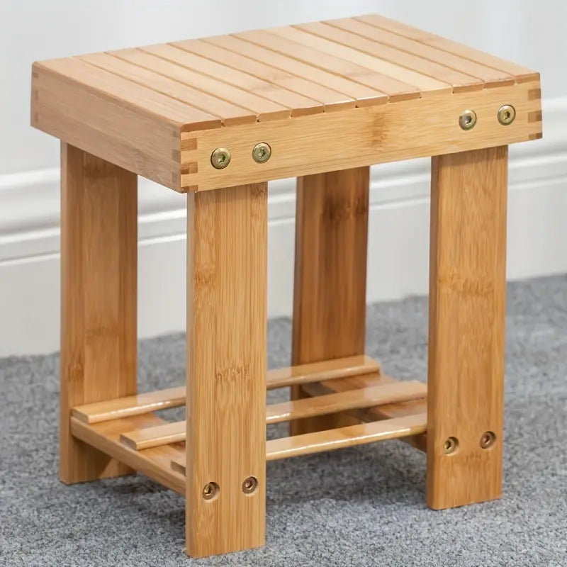Bamboo Children's Small Stool - Square Shape, 25cm High