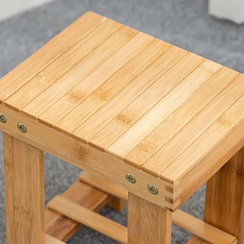 Bamboo Children's Small Stool - Square Shape, 25cm High