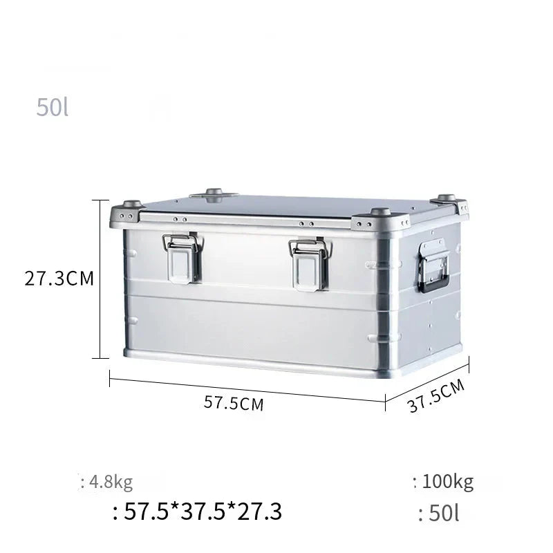 50L Outdoor Aluminum Alloy Storage Box Silver