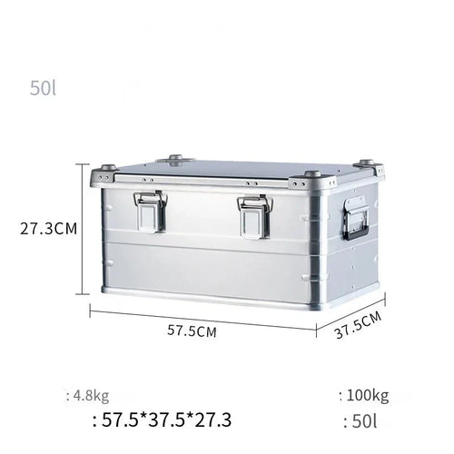 50L Outdoor Aluminum Alloy Storage Box Silver