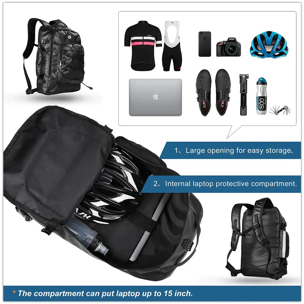 3-in-1 Bike Bag 65L Large Capacity Bicycle Rear Rack Pannier