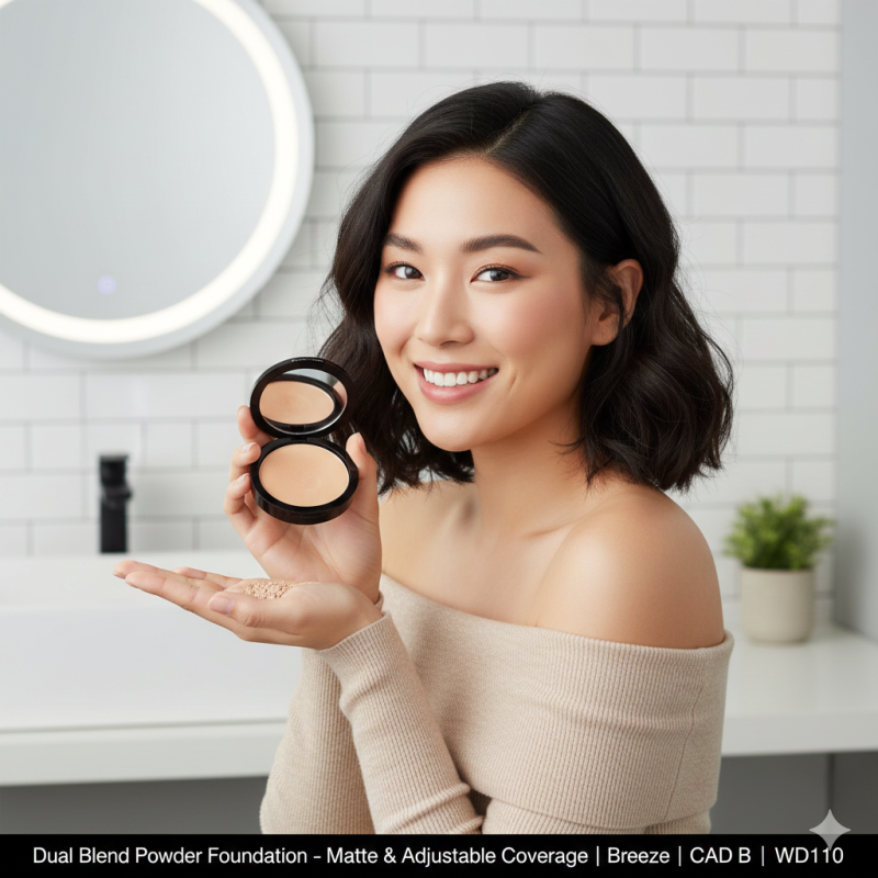 Dual Blend Powder Foundation – Matte & Adjustable Coverage | Breeze | CAD B | WD110
